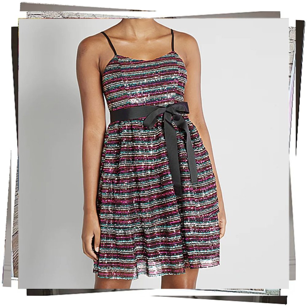 NWOT:Colorful Sparkly Tiered Sequin Party Dress (4) by Modcloth